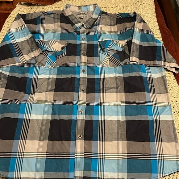 NWOT Ablanche (New‎ York) short sleeve Men’s Sz 6XL blue,lightblue,Grey & white. - Picture 1 of 12